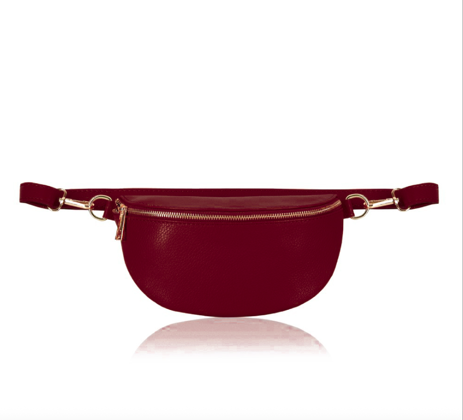 Burgundy Leather Bum Bag Fanny Pack