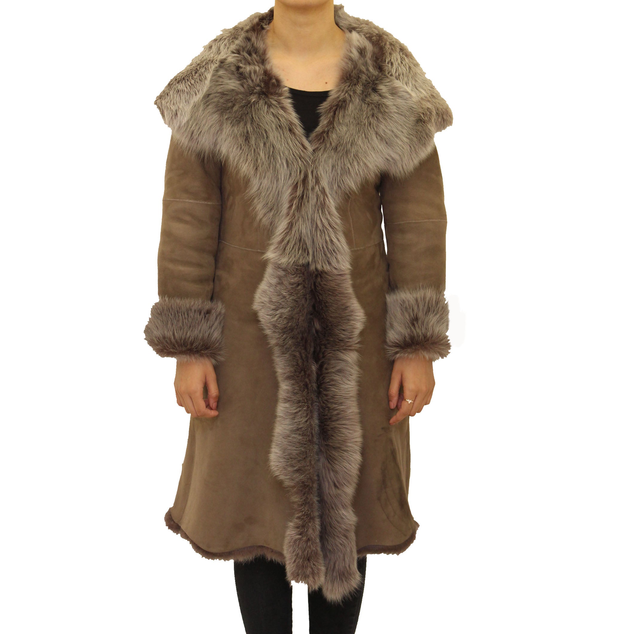 Women's 3/4 Sheepskin Waterfall Hooded Coat - Secret – A to Z Leather