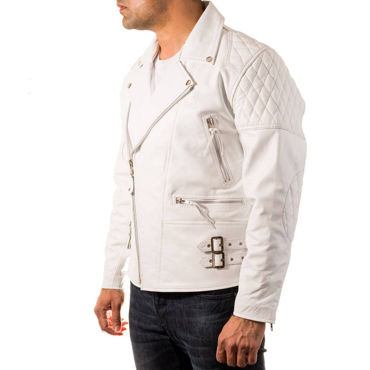 Mens white hot sale leather blazer