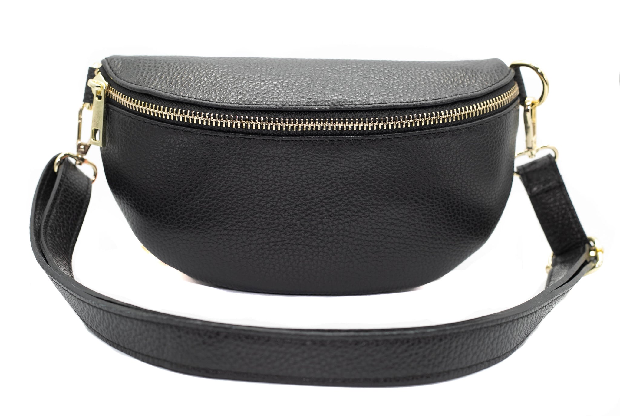 Black leather bum bag uk sale