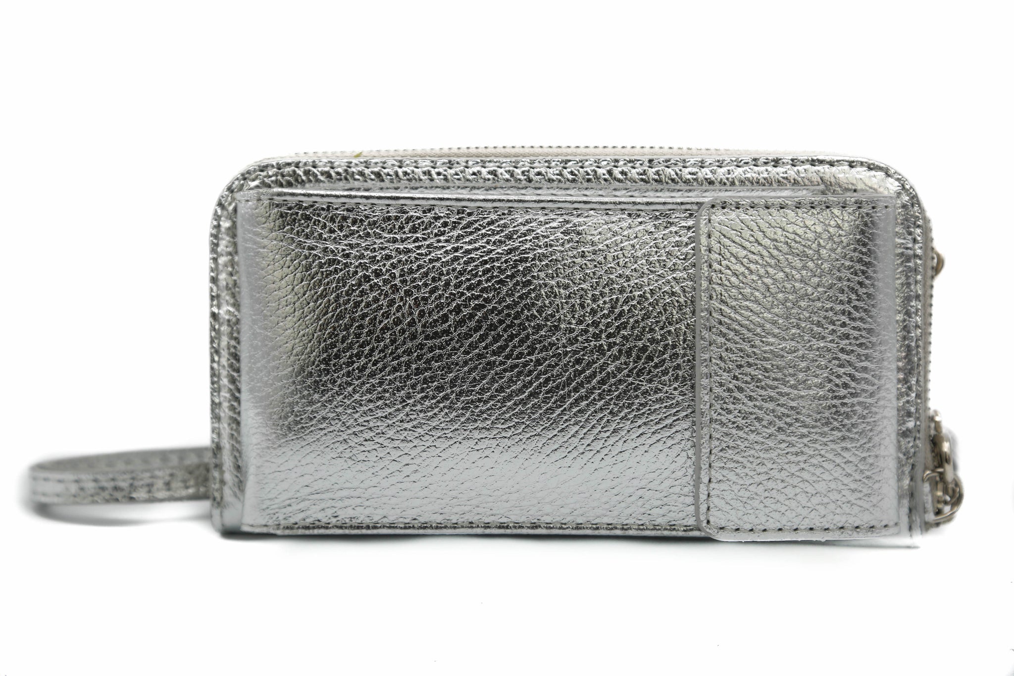 Silver Leather Mobile Money Cross Body Bag Ready