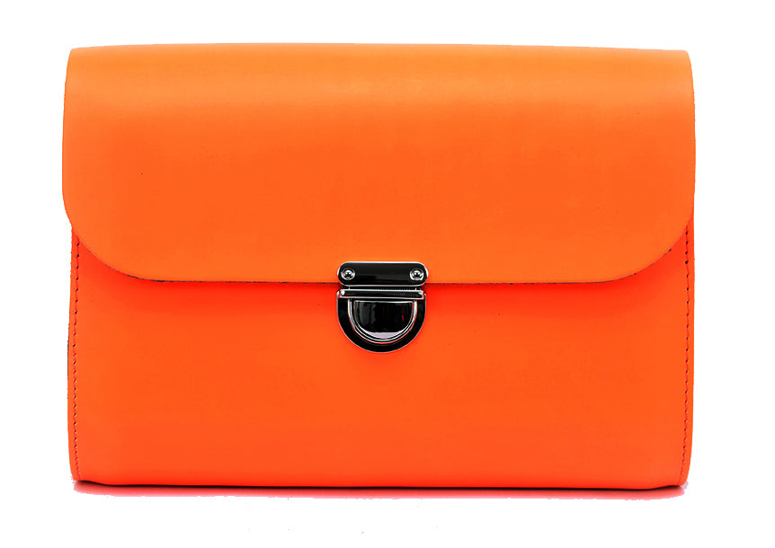 Fluorescent (Neon) Orange Leather Satchel Leilani – A to Z Leather